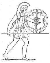 Викторианское изображение гоплита с клипеусом